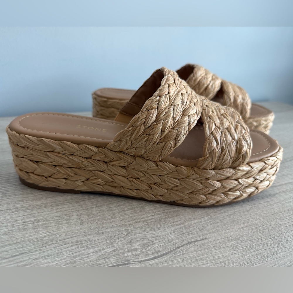 Sun + Stone Women's Olinkaa Woven Slide Espadrille Wedge Sandals Size 7 - Picture 2 of 9